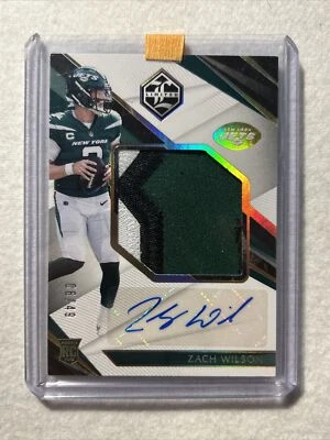 $150 • Buy 2021 Panini Limited ZACH WILSON JUMBO RPA 06/49 RC AUTO New York Jets #144