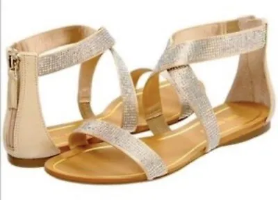 Enzo Angiolini Eapersuit Sandals Women’s Size 9.5–Criss Cross Crystal Jewels • $14.50