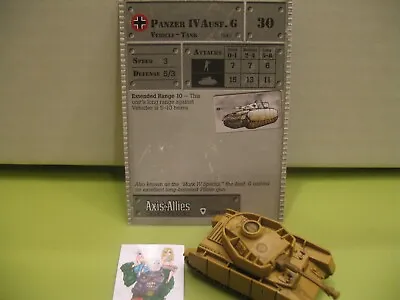 $4 • Buy =Axis & Allies Miniatures BASE SET Panzer IV Ausf. G With Card 32/48=