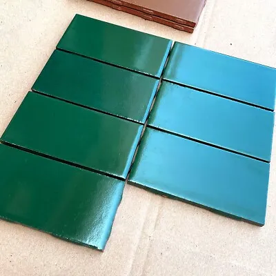 Franciscan Tile | Vintage Green Ceramic Subway Tile 3x6x3/8 • $12