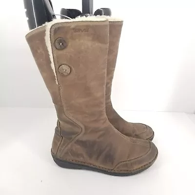 B63 TEVA 4327 Women's TONALEA Brown Waterproof Leather Upper Winter Boots Sz 7  • $42.50