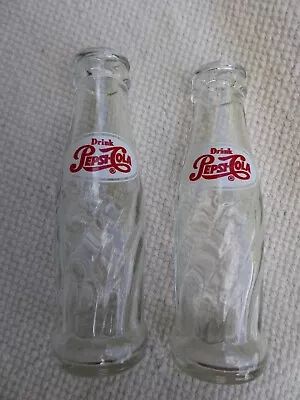 Lot 2 Pepsi-Cola Miniature Glass Bottles - Advertising Novelty - No Cap Soda Pop • $14