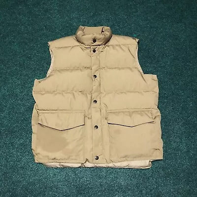 Vintage Cabela’s Waterfowl Down Puffer Vest Men’s Size M Tan Hunting Hiking • $39.99