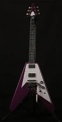 $309 • Buy Purple Fly V Electric Guitar White Pickguard Black Fretboard Tremolo Bridge
