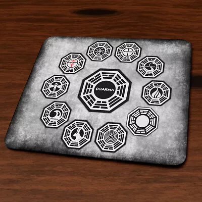 Lost TV Show ABC The Dharma Initiative Station Logos Mouse Pad Mat Grunge Art • £8.99