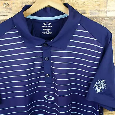 Oakley Mens Golf Polo Shirt Size L Blue Striped Hydrolix Oregon Golf Club • $15.74