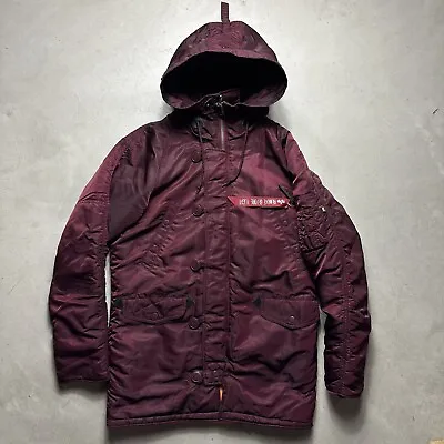 Alpha Industries N-3b Fishtail Parka Maroon Red Long Insulated Adult Size Small • $80