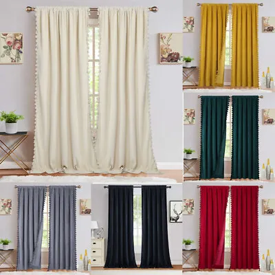 2pcs Soft Luxury Velvet Curtains Room Darkening Rod Pocket Window Curtains Home • $32.15