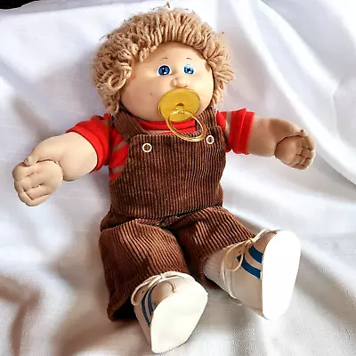 Cabbage Patch Kids Doll Toddler Kids Wheat Hair Blue Eyes Pacifier Vintage 1986 • $40.47