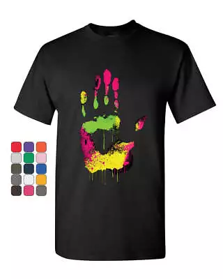 High Five T-Shirt Melting Neon Dripping Hand Positive Multicolor Mens Tee Shirt • $19.95