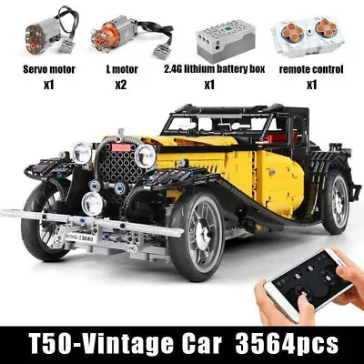 Building Blocks Car Set MOC Motorized RC APP Vintage T50 DIY Model Bricks Toys • $274.99