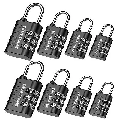 GIVERARE 8 Pack Combination Lock 3-Digit Padlock Keyless Resettable Luggage Lo • $19.72