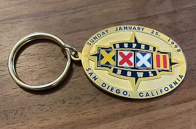 Vintage Super Bowl XXXII San Diego Gold Broncos Packers Super Bowl Keychain • $4