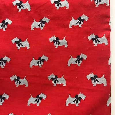 Black Red Cotton Quilt Scottie Scottish Terrier SCRAP Fabric Remnant • $12