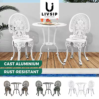 Livsip Outdoor Dining Chairs Setting Bistro Set Patio Garden Furniture 3 Piece • $199.90