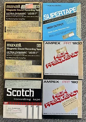 6 Maxell “UD35-7” Ampex 1/4  Reel To Reel Scotch Supertape Recording Tape • $12