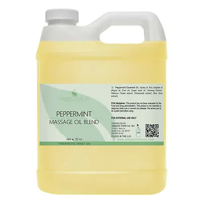 $27.99 • Buy Peppermint Massage Oil 32 Oz Non-gmo Organic Deep Tissue Spa Rub Muscle Bulk