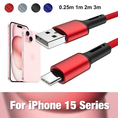 Type C USB C Fast Charging Charger Cable For IPhone 15 Plus Pro Max Cord 2m 3m • $6.76