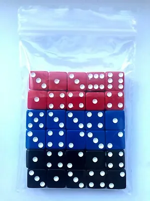 NEW Set Of 30 = 10 RedBlueBlack  6 Sided 12mm Dice D&D RPG Game MTG Bunco  D6  • $6.50