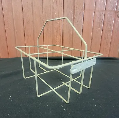 Vintage United Dairy Farmers 1965 Wire Metal Milk Bottle Carrier Caddy Crate   • $45