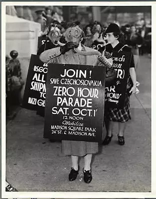 Women Wearing Gas Masks Are Shown Picketing The German Consulate 17 - Old Photo • $8.50