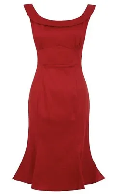Bnwt Sz12 Lindy Bop Isla Red Fishtail Wiggle 50s Vintage Style Pin Up Dress • $27.75