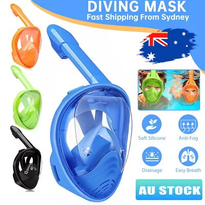 Adult Full Face Snorkel Mask Diving Mask Snorkel Set Anti-Fog Swimming 180° View • $20.99