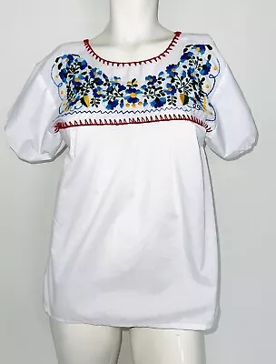 Vintage Boho Embroidered Blouse Floral Mexican Guatemala Festival Top Small • $22