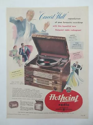 Vintage Australian Advertising 1952 Ad HOTPOINT RADIO Radiogram Concert Hall Art • $16.95