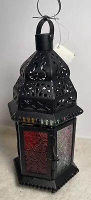 Magic Rainbow Glass Moroccan Lantern - New - 9 Inches Tall - Beautiful! • $12