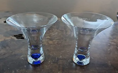 Ciroc Vodka Handblown Blue Bubble Martini Glasses Set Of 2 • $18.90