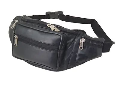 £8.90 • Buy Genuine Leather Travel Waist Bag Bum Bag Hip Pouch Belly Pack 6 Zip Compartments