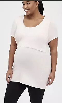 Torrid Pink Maternity Super Soft Scoop Neck Nursing Tee Size 5x 28 NWT • $10.99