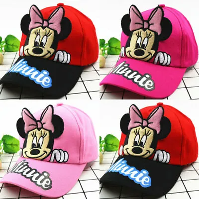 Minnie Mouse Hats Toddler Kids Girl Cute Baseball Cap Snapback Summer Sun Hat UK • £9.19