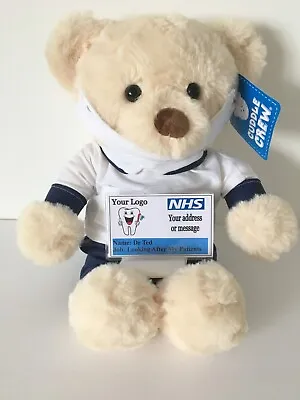 DENTIST DENTAL CLINIC Personalised Teddy Bear Gift + Id Badge With Logo & Messag • £21.99