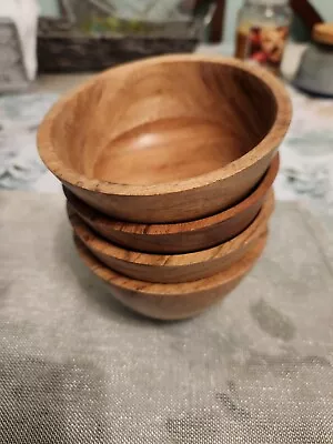 Acacia Wood Bowl Sets Of 4 For Kitchen Meal Party And Nuts Candy Appetizer • $14