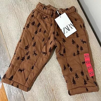 NWT! Boy’s Zara Fir Tree Quilted Pants Brown 9-12 Months • $1.99