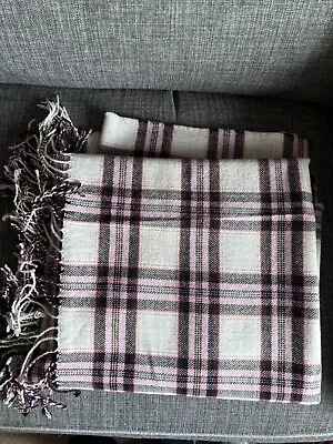 Large JACK WILLS SCARF SHAWL WRAP THROW Pink Check~Wool Blend. Fringed • £7.25