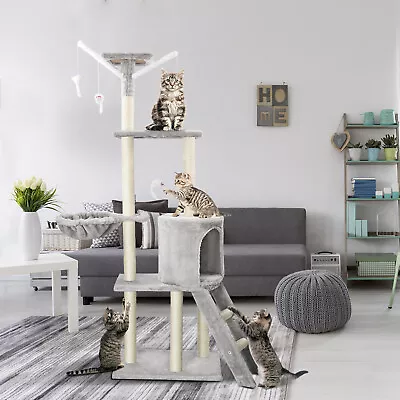 Large Cat Tree Tower Scratching Post Kitten Condo Activity Centre Climbing Frame • £33.89