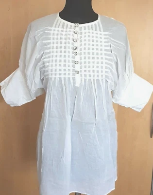 £10 • Buy Aphorism Fine Voile 100% Cotton White Top Shirt Buttons Short Sleeve 10 UK