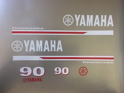 Yamaha 90 Hp Four Stroke Outboard Decal Sticker Kit Marine Vinyl Message 40 - 80 • $54.99