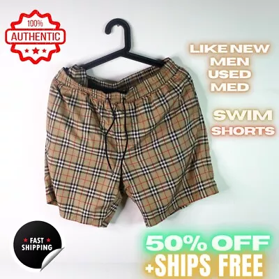 Burberry Men Check Swim Shorts Trunks In Beige Camel - 100% Authentic • $199.99