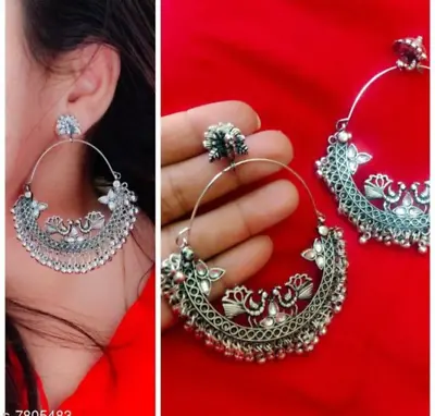 Ethnic Traditional Bollywood Style Silver Oxidized Earrings Indian Jewelry Set • $9.23