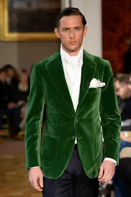 Men Green Smoking Jacket Designer Elegant Luxury Stylish Party Wear Coats • $159.99