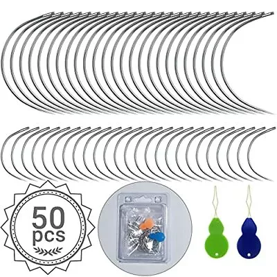 50 PCS Curved Needles Curved Sewing Needles For Leather Projects Carpet Or Canv • $9.18