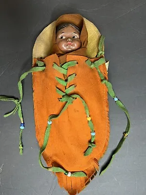 1916 12  Doll  Madame Hendren Antique Indian Baby Character Compo Felt • $29.99