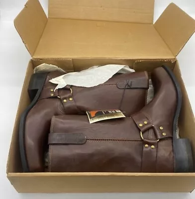 Sears Vintage Brown Leather Mens Boots Size 13D Pull On Motorcycle Harness Boot • $159.99