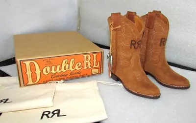Ralph Lauren Mini Leather Double Rl Cowboy Boots Salesman Sample Ltd Edition • $224.95