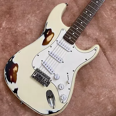 White ST Electric Guitar Harded Relics Old S-S-S Pickup Rosewood Fingerboard • $246.99
