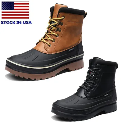 Men's Insulated Waterproof Snow Boots Warm Fur Lined Cold Weather Winter Shoes • $41.89